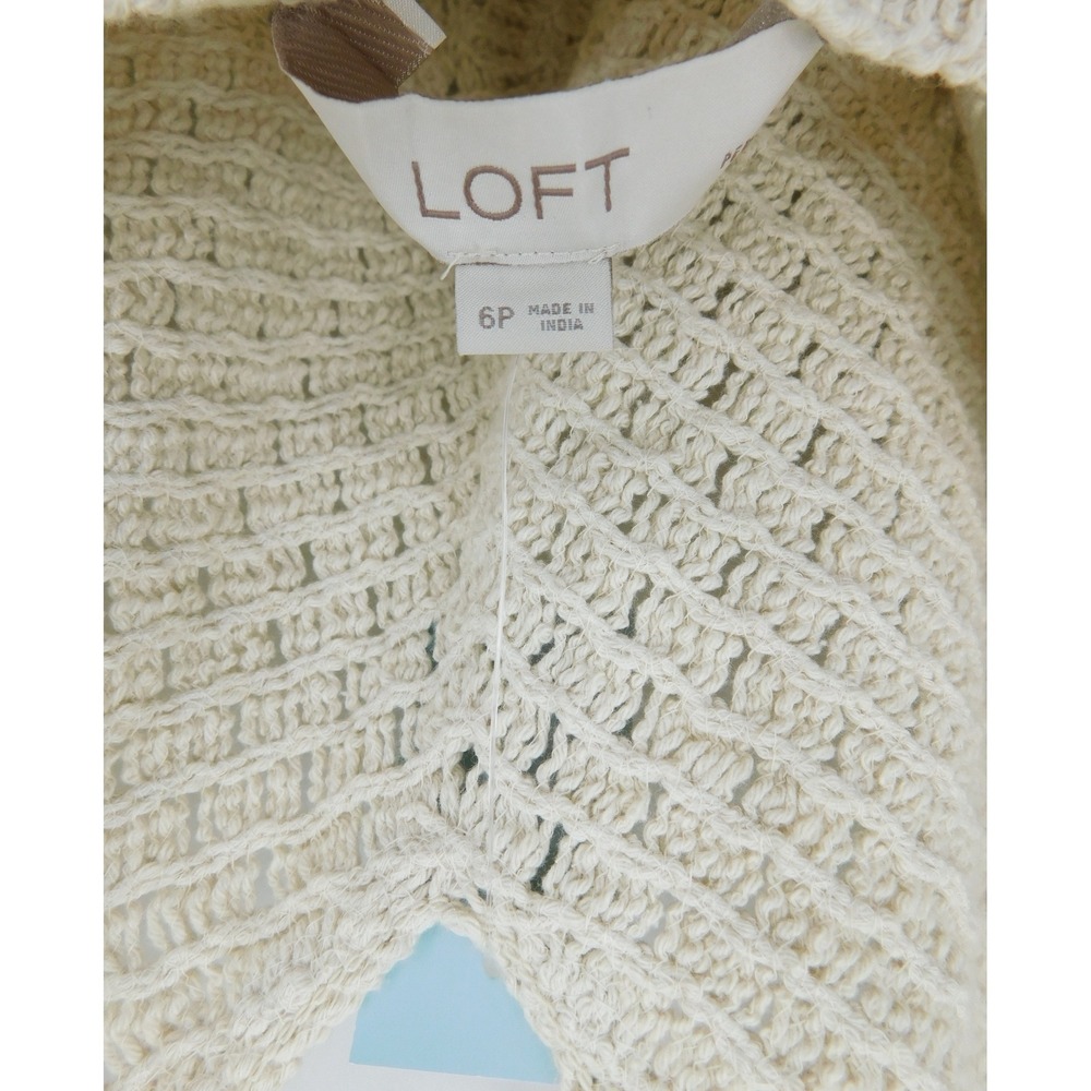 LOFT Crochet Halter Midi Dress Polished Stone Beige 6P Petite NWT 38812910 - Picture 7 of 9